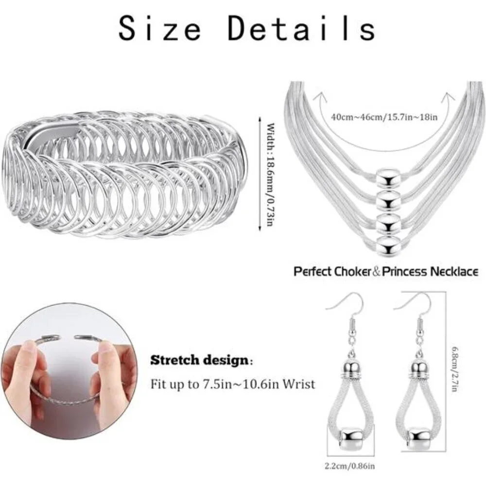 3Pcs Multi-Layer Bib Necklace African Jewelry Set for Women Choker Necklace
